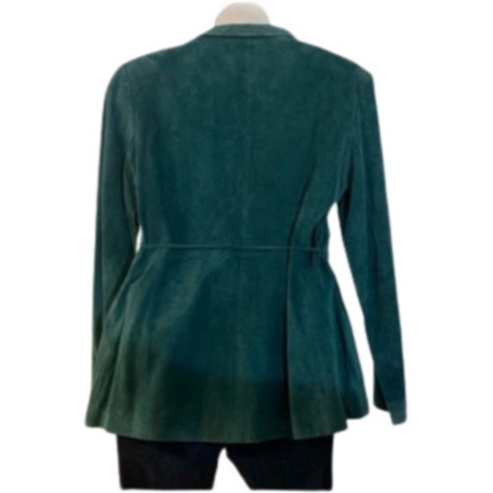 Alfani Teal Genuine Suede Leather Jacket Blazer - Picture 2 of 2
